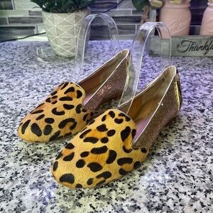 IMAN | Leopard Print Calf Hair Glitter Loafer Flats Size 6.5